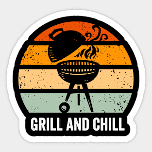 Grill and Chill - retro BBQ Sticker